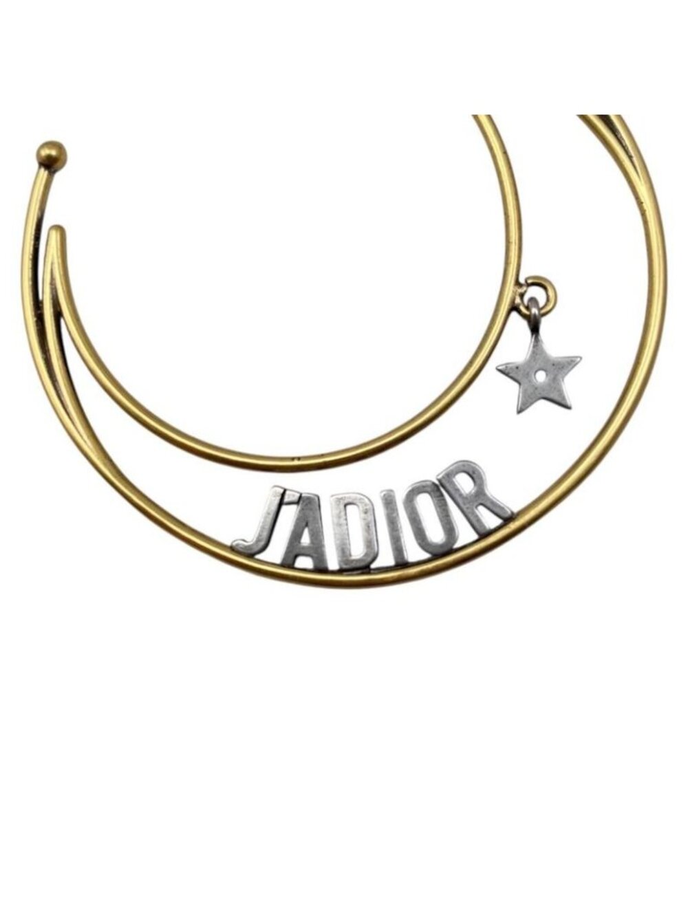 Dior Hoop Earrings Star Moon Crescent Logo Gold - Picture 10 of 14